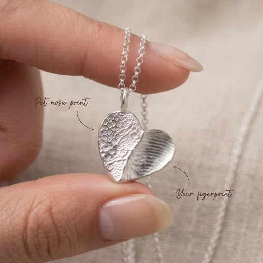 Two fingerprint heart necklace