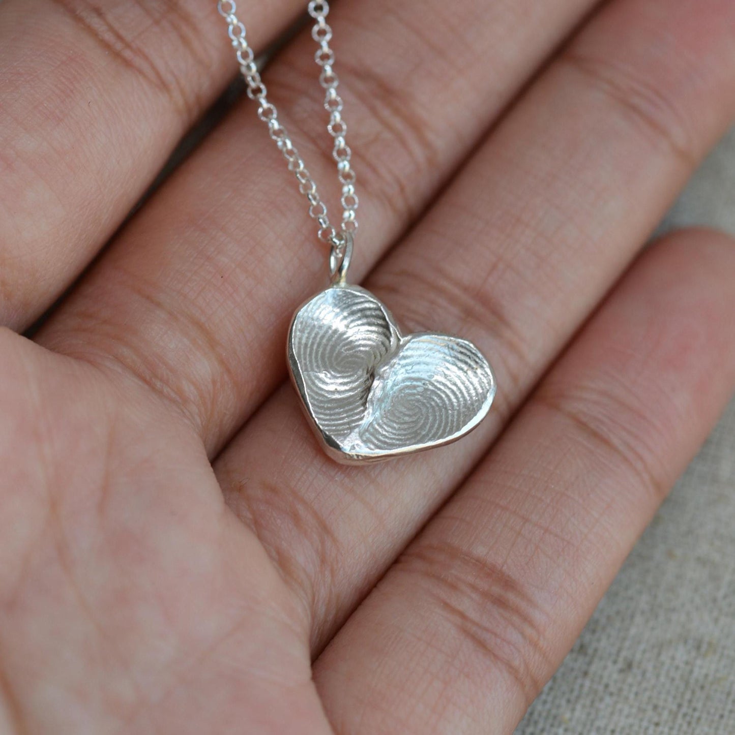 Two fingerprint heart necklace