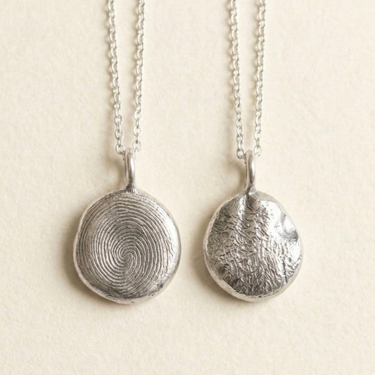 Fine Silver Fingerprint Pet Nose Print Pendant, Custom Memorial Necklace