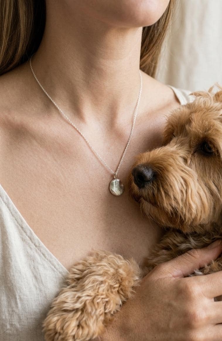 Fine Silver Fingerprint Pet Nose Print Pendant, Custom Memorial Necklace