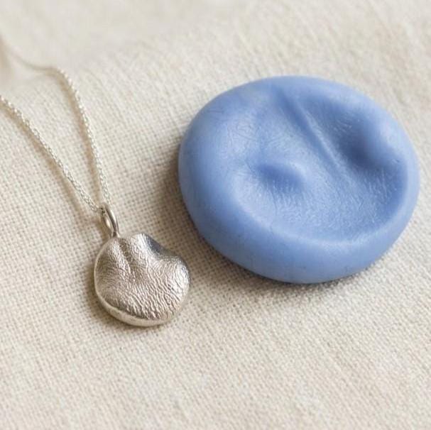 Fine Silver Fingerprint Pet Nose Print Pendant, Custom Memorial Necklace