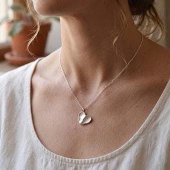 Two fingerprint heart necklace
