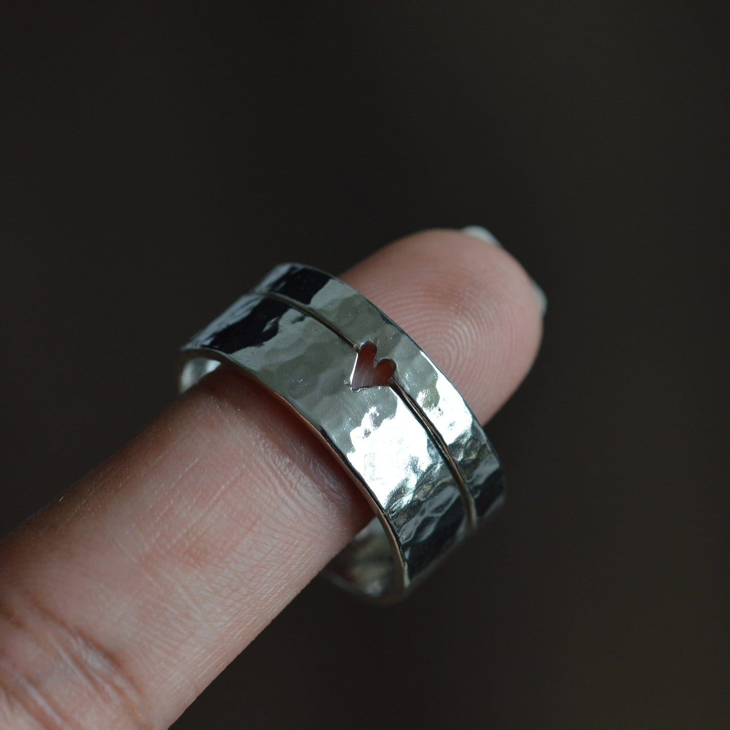 Heart cut out ring set