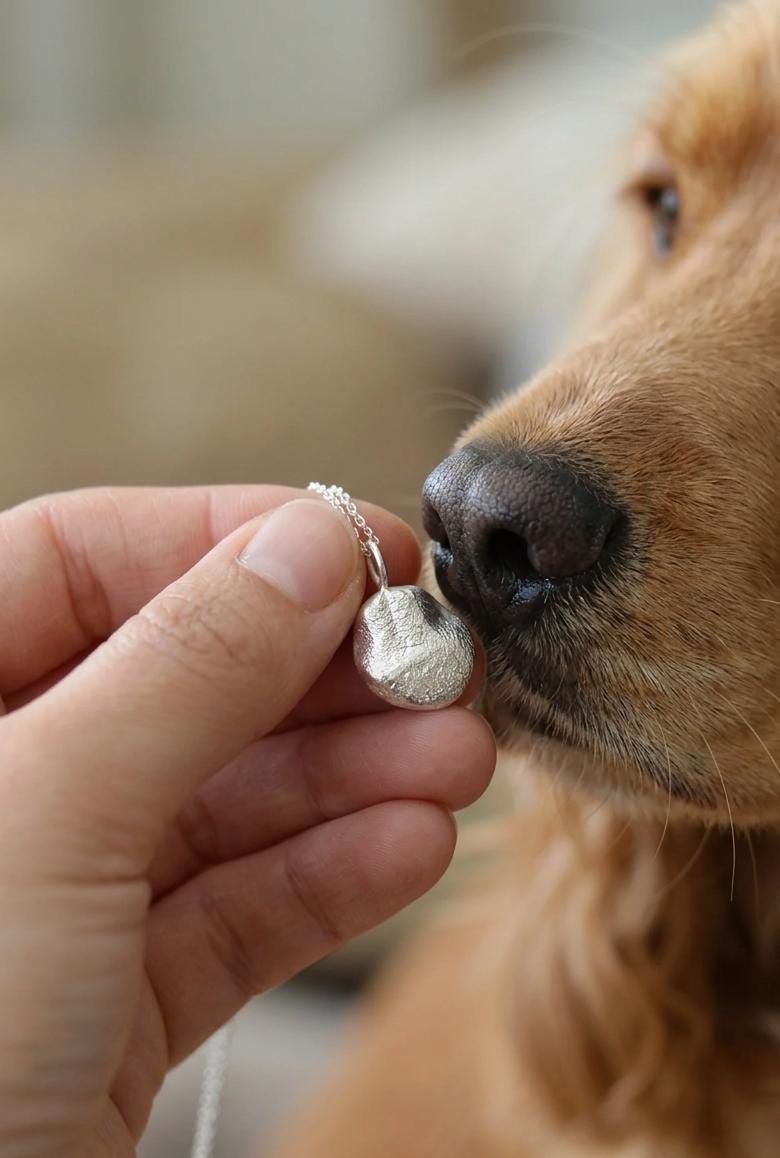 Fine Silver Fingerprint Pet Nose Print Pendant, Custom Memorial Necklace