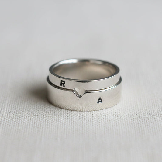 Heart cut out ring set