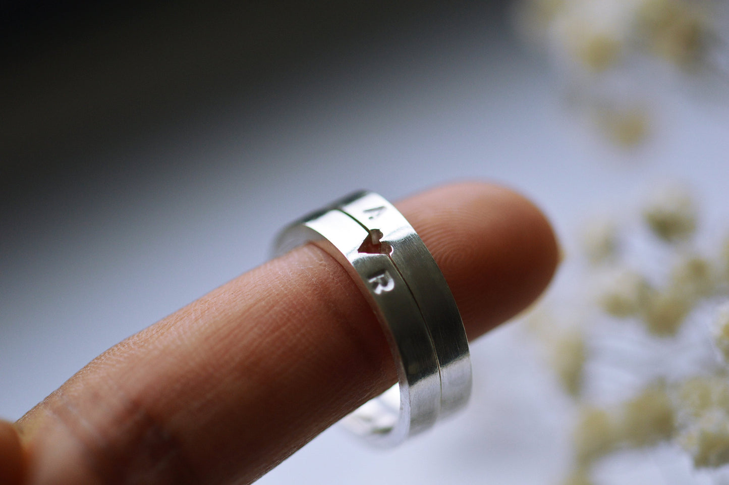 Heart cut out ring set