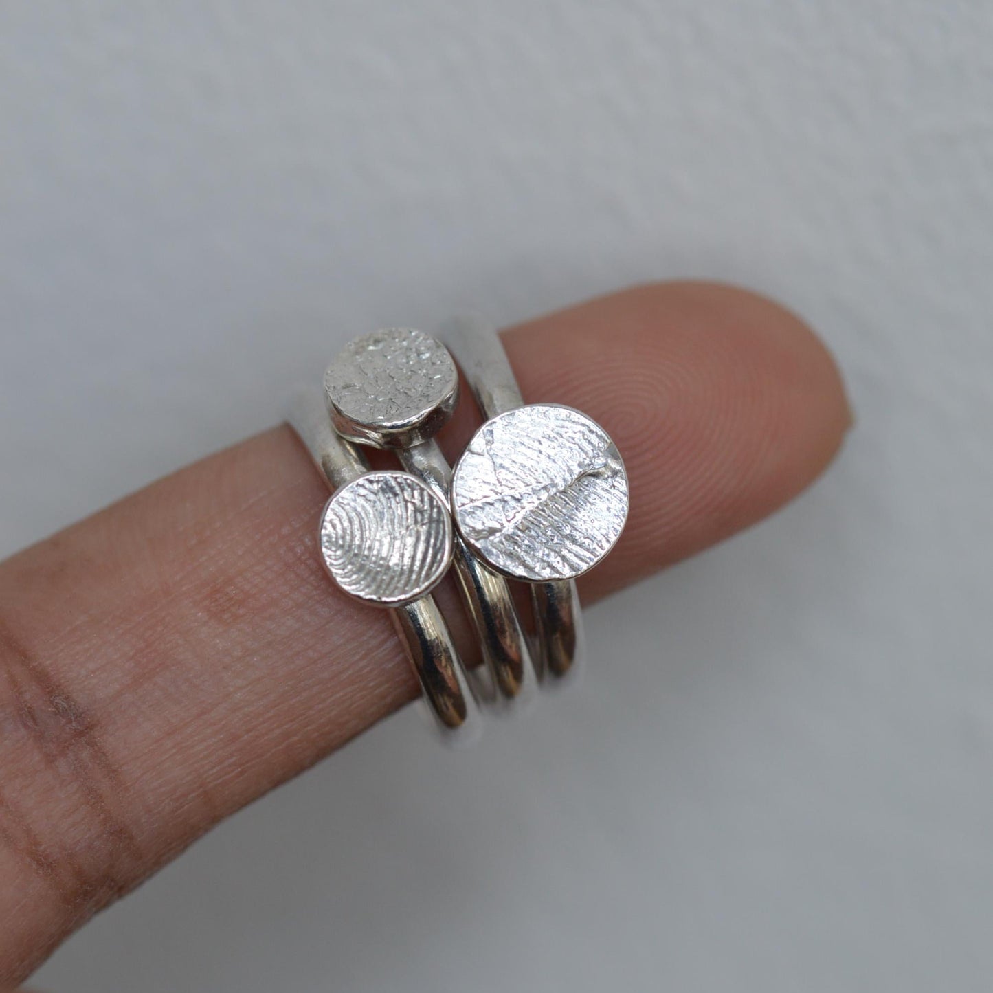 Stackable Finger print dot ring