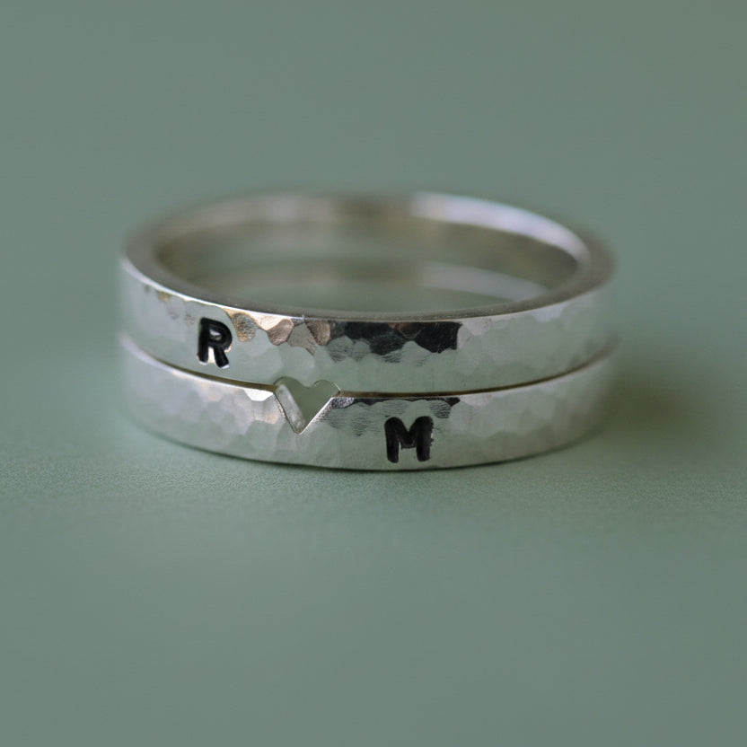 Heart cut out ring set