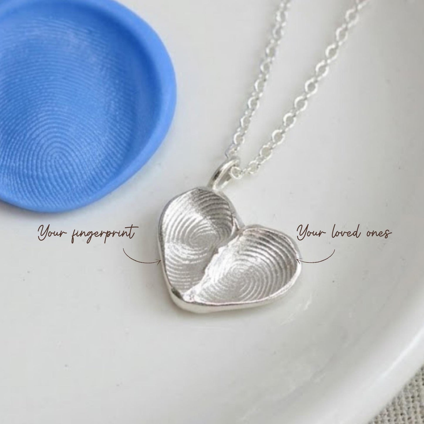 Two fingerprint heart necklace